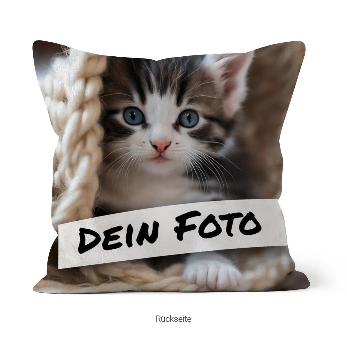 Personalisiertes Fotokissen mit je 1 Foto für Vorder- und Rückseite - Samtkissenbezug mit Fotos - Geschenk Valentin, Geburtstag