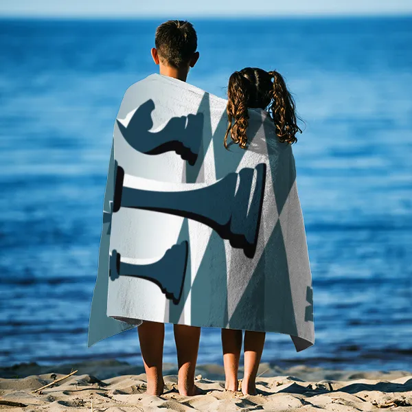 Badetuch Schach - mit Namen personalisierbar - personalisiertes Namens-Badetuch - Strandtuch mit Wunschtext - Schachfiguren König