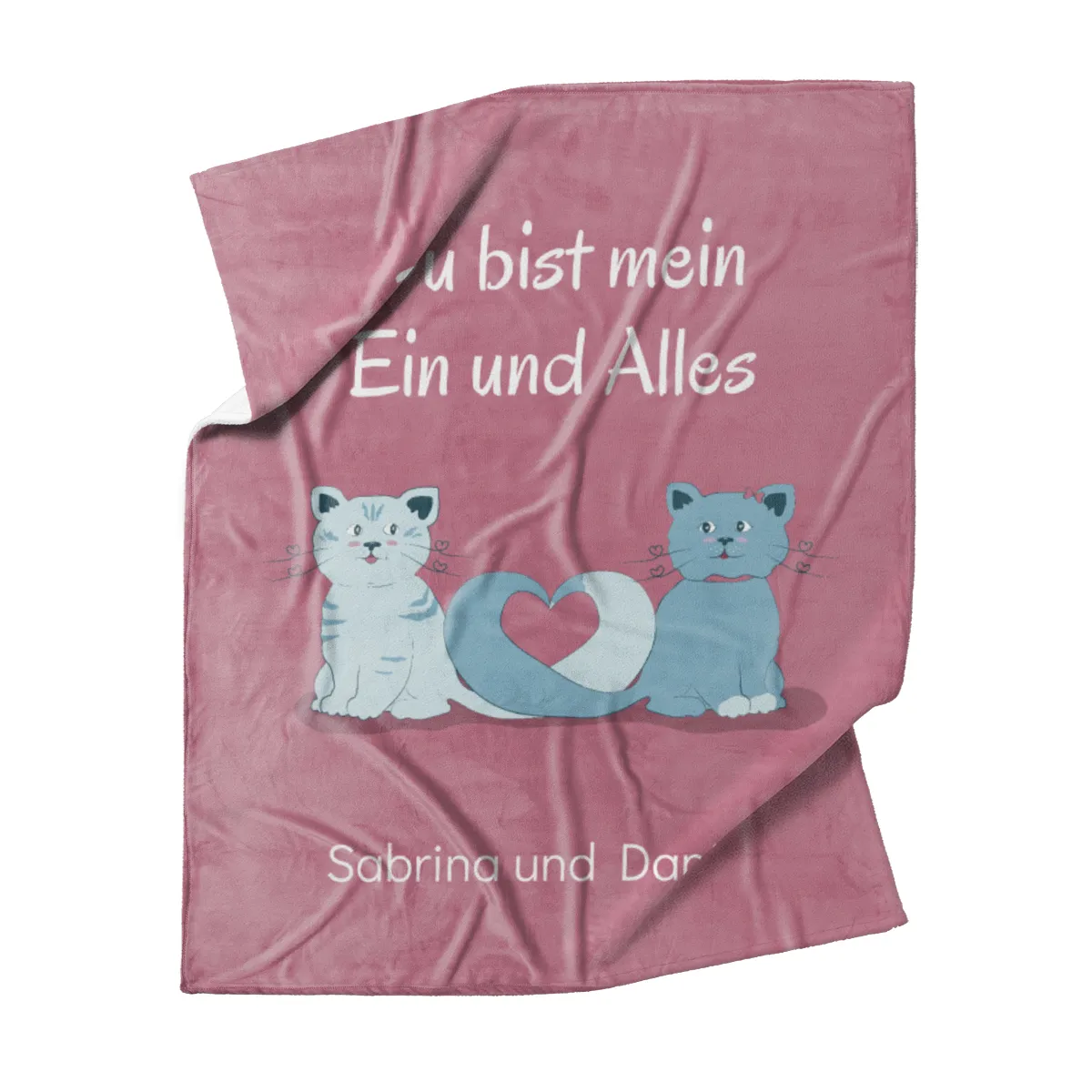 Kuscheldecke Verliebte Katzen - mit Namen personalisierbar - Geschenkidee für Verliebte Verliebte Katzen 140 x 200 cm