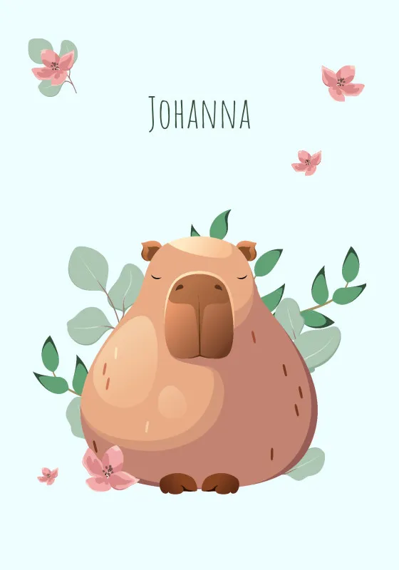 Wohndecke mit Namen personalisierbar, Kuscheldecke, niedliche Namensdecke mit Capybara, Geschenkidee Geburtstag Motiv Capy Wintermütze 140 x 200 cm