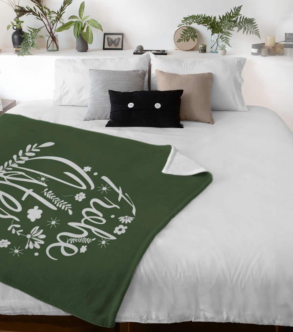 Kuscheldecke Ei Frohe Ostern grün - mit Namen personalisierbar - Geschenkidee Ostern, Osterdeko Blütenei Frohe Ostern Grün 125 x 155 cm
