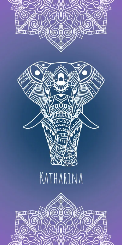 Badetuch Sommer - mit Namen personalisierbar - personalisiertes Namens-Badetuch - Strandtuch mit Wunschtext - Mandala Elefant