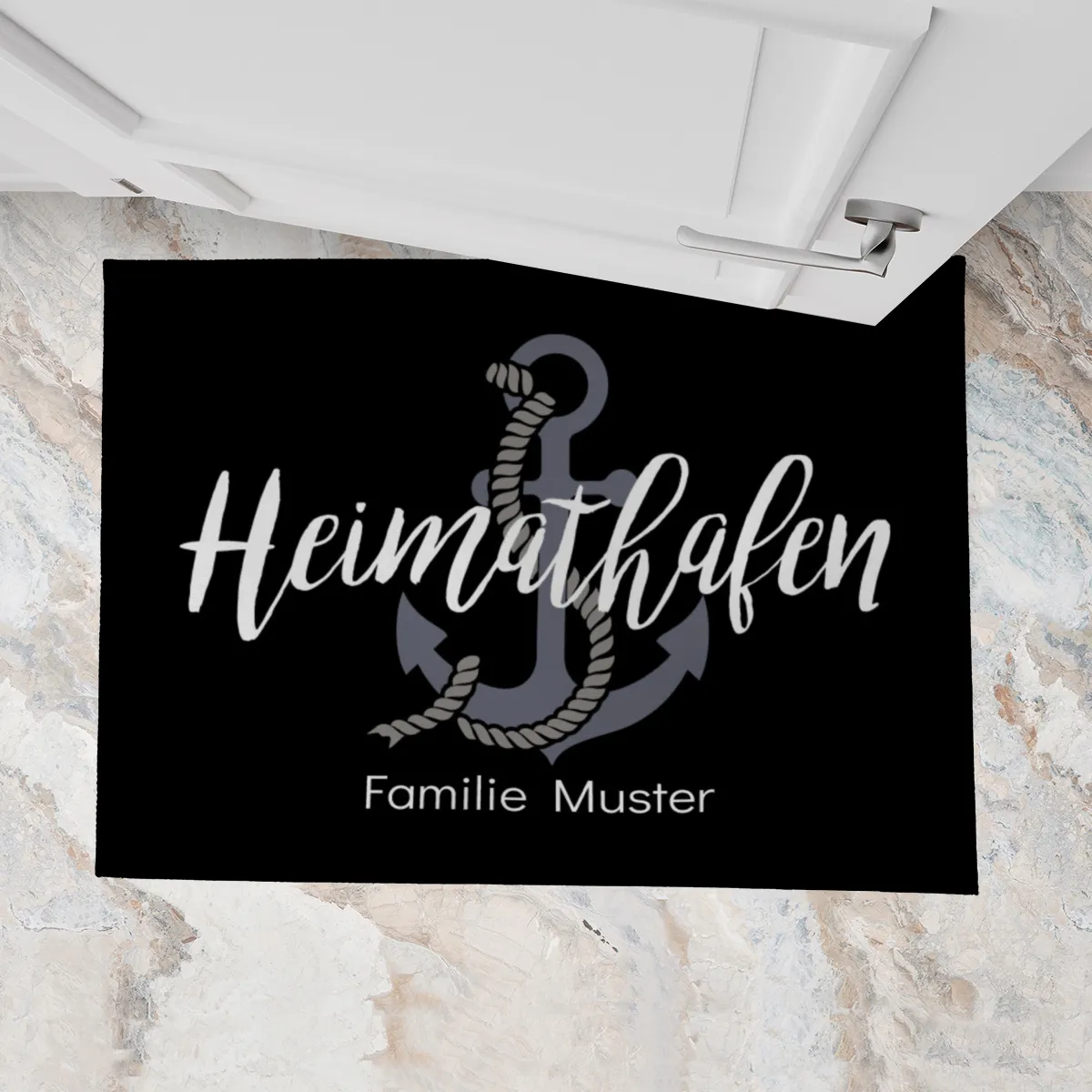 Fußmatte personalisiert Heimathafen - Geschenkidee für Familie, Küstenliebhaber, zum Einzug - Fussmatte mit Namen bedruckt Heimathafen 70 x 50 cm