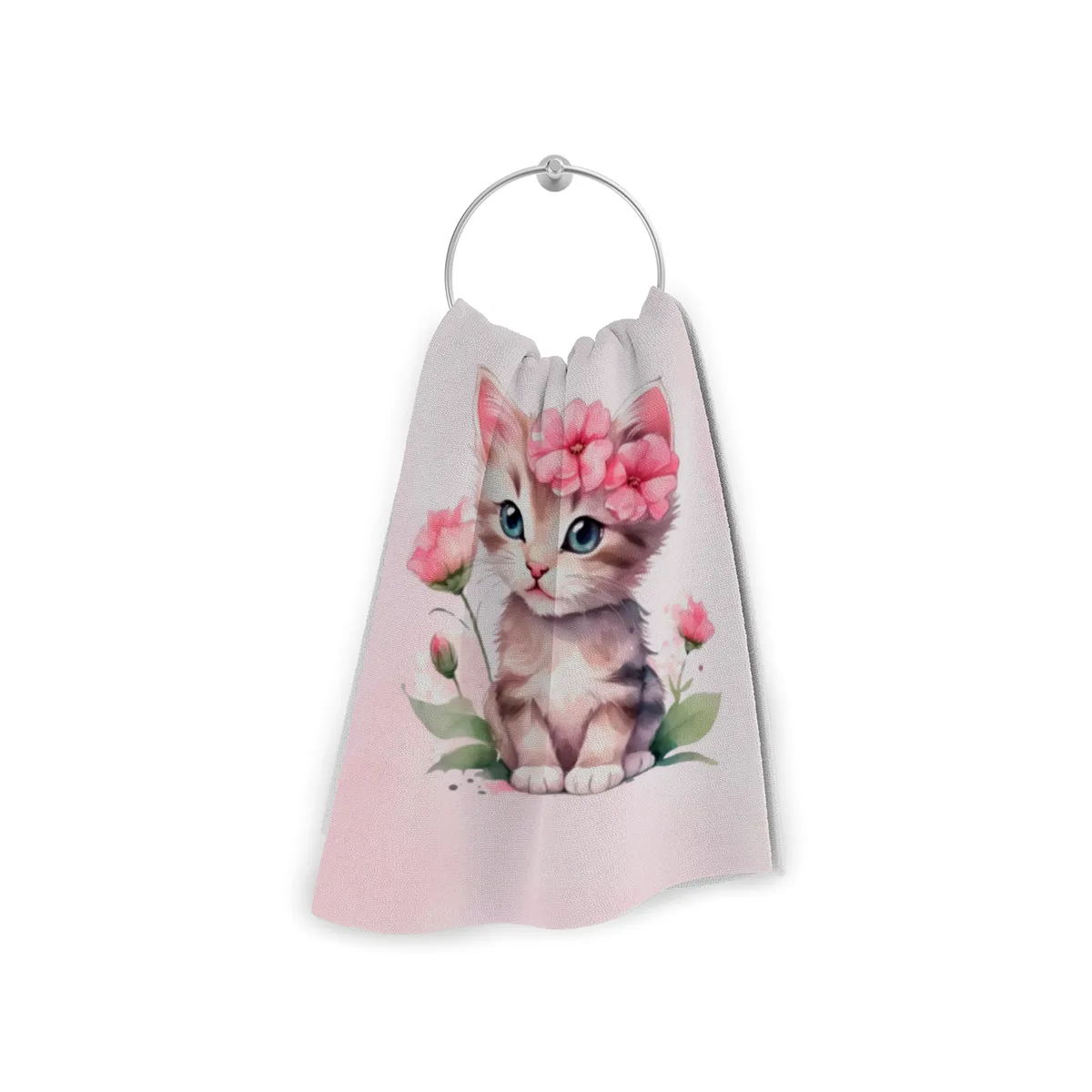 Handtuch mit Namen personalisierbar - personalisiertes Namens-Handtuch mit Wunschtext - Katze rosa