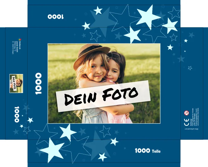 Fotopuzzle mit eigenem Bild - Puzzle selbst gestalten 1000 Teile Querformat - Schachtel Sterne - mit Foto personalisiert - Geschenk Weihnachten
