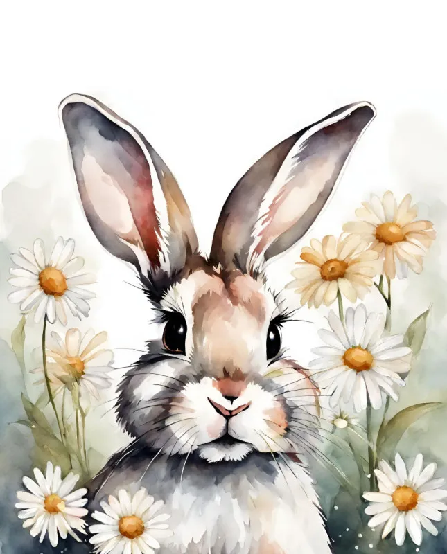 Wohndecke Häschen mit Gänseblümchen
