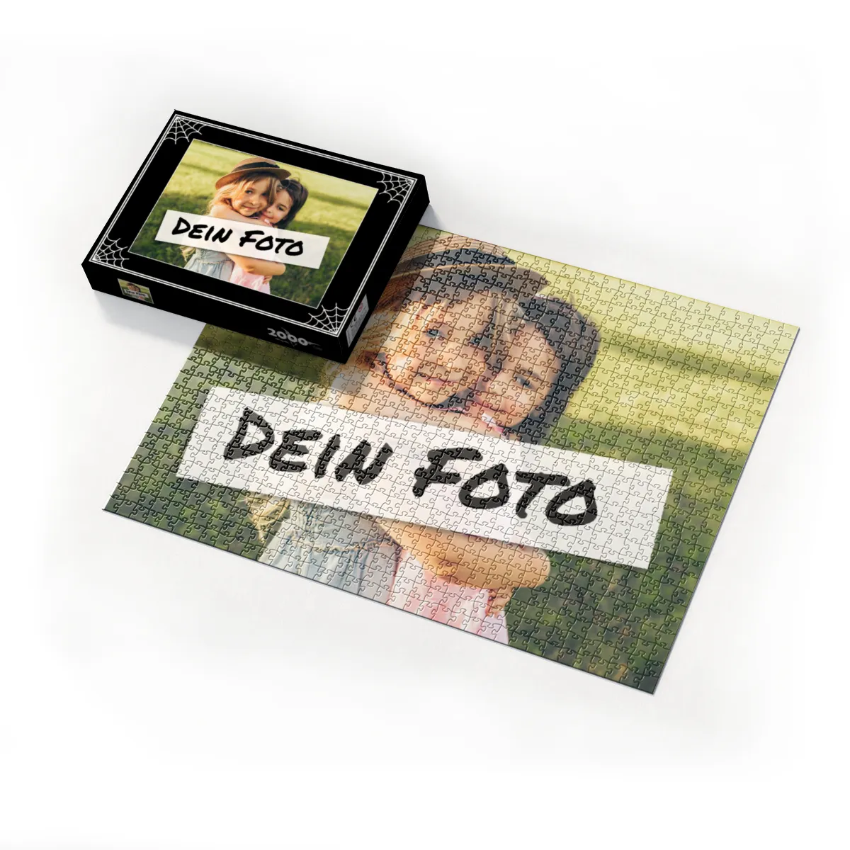 Fotopuzzle mit eigenem Bild - Puzzle selbst gestalten 1000 Teile - Schachtel im Spinnendesign - mit Foto personalisiert - Geschenk Geburtstag - Halloween 1000 Teile Quer