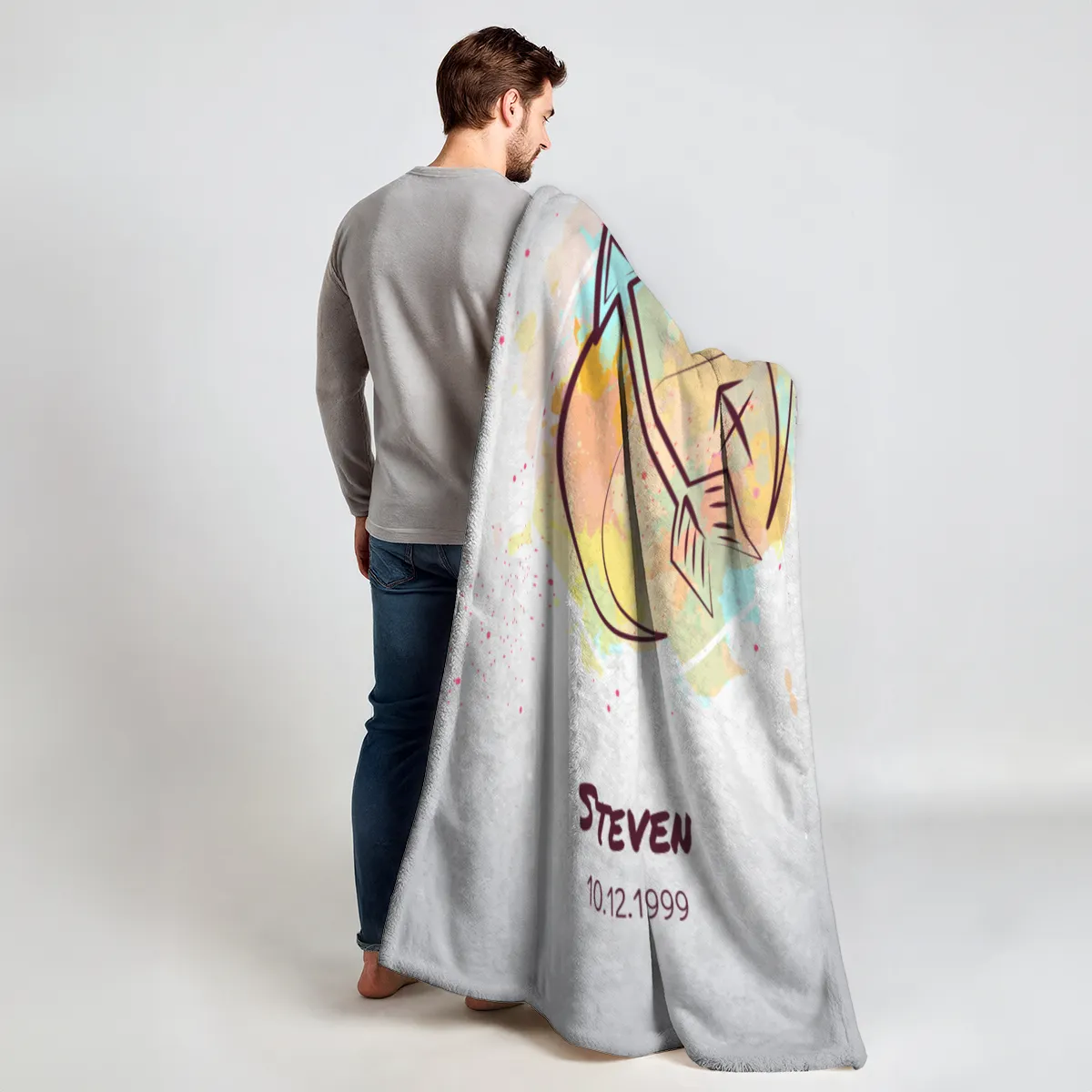 Sternzeichen Wohndecke Wassermann Splashes mit Namen personalisierbar