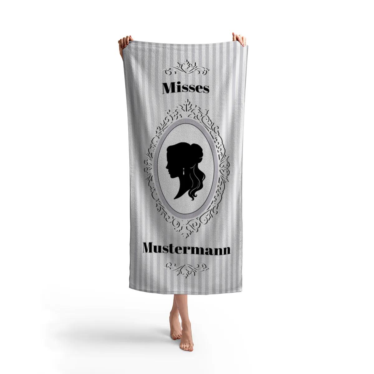 Misses Vintage - personalisiertes Namens-Strandtuch mit Wunschtext - Geschenkidee Hochzeit, Paar