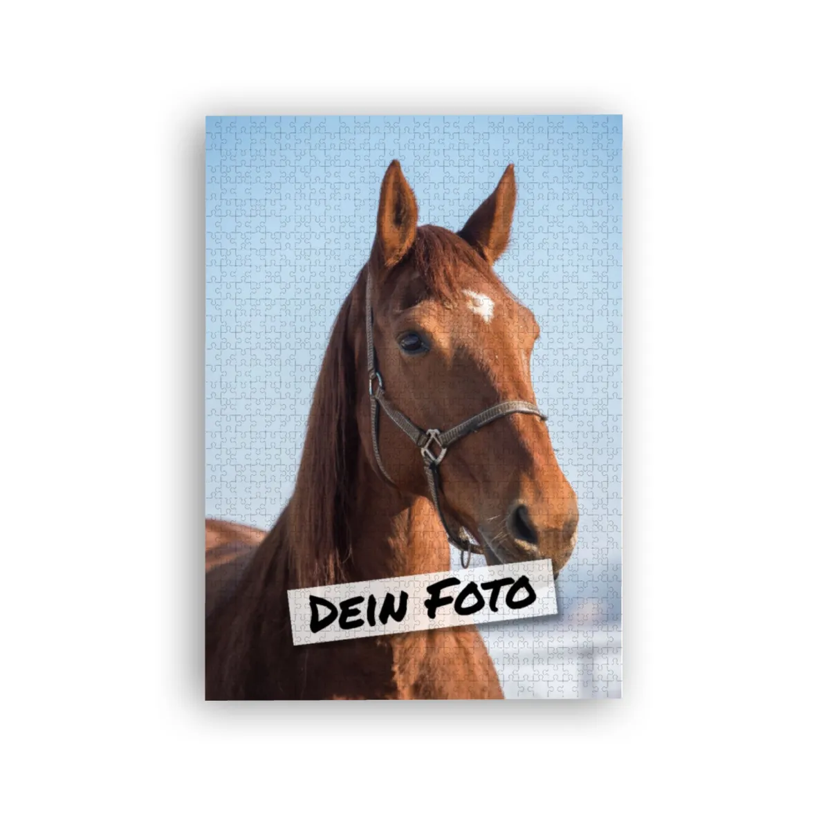 Fotopuzzle mit eigenem Bild - Fotopuzzle selbst gestalten 1000 Teile - Schachtel Skandipferde- Puzzle mit Foto personalisiert - Geschenk Geburtstag, Pferdefans Skandipferde 1000 Teile Quer