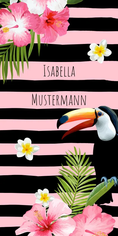 Duschtuch Sommer - mit Namen personalisierbar - personalisiertes Namensduschtuch mit Wunschtext - Tropical