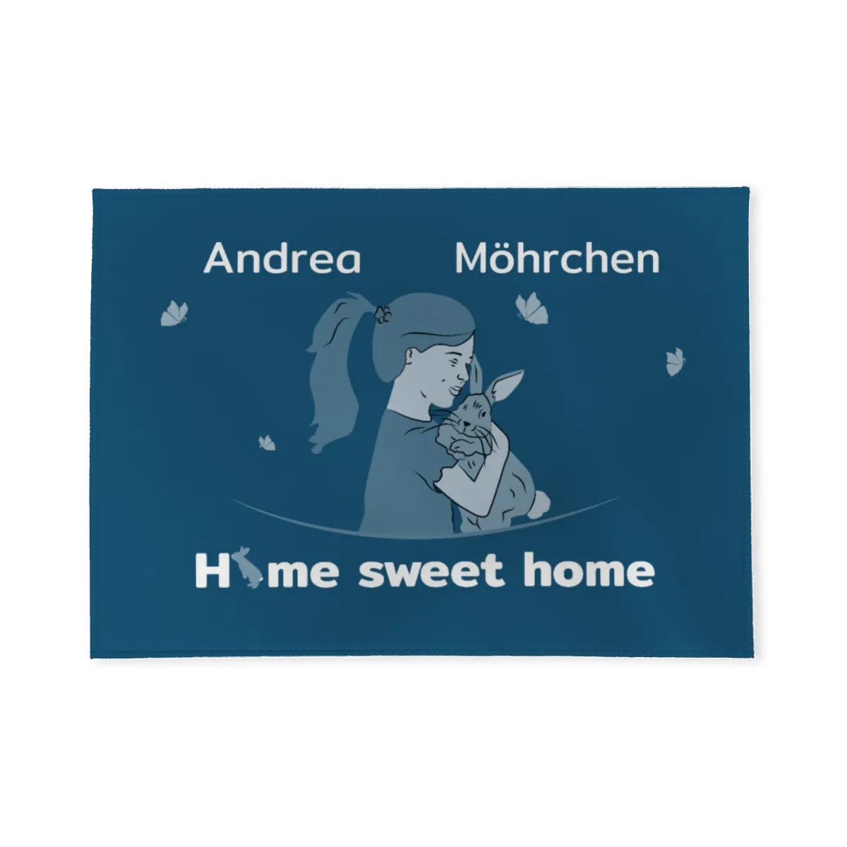 Personalisierte Fußmatte Pärchen mit Hund und Katze schwarz 70 x 50 cm