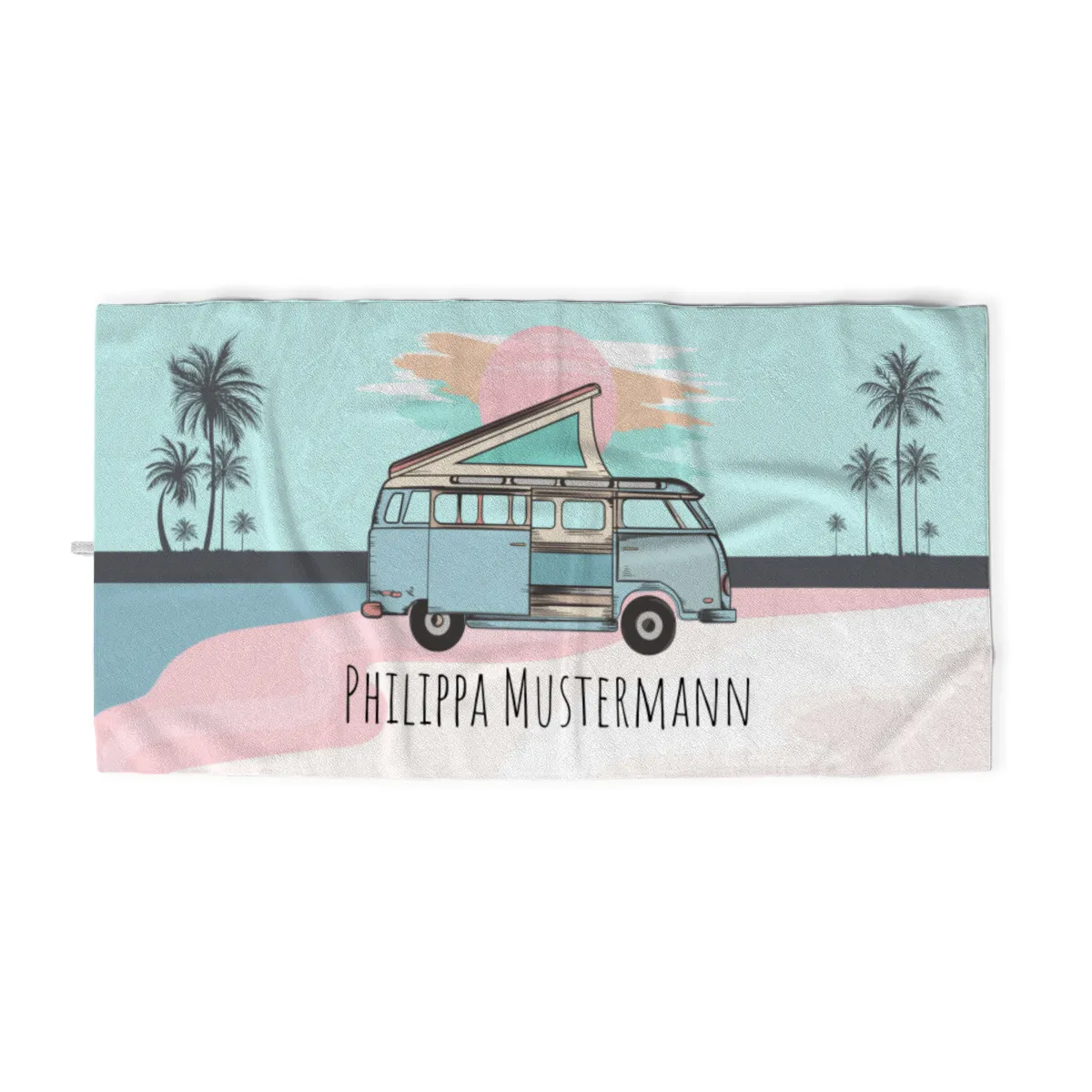 Badetuch Sommer - mit Namen personalisierbar - personalisiertes Namens-Badetuch - Strandtuch mit Wunschtext - Vanlife