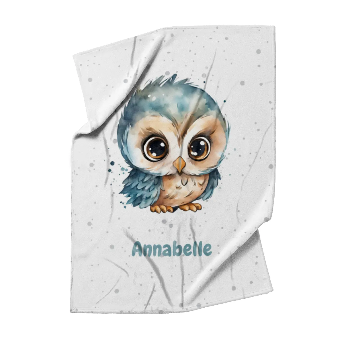 Personalisierte Kuscheldecke mit niedlicher Eule - Decke 75 x 100 cm mit Namen personalisierbar - Geschenkidee Baby - Geschenkidee Geburt Eule 75 x 100 cm