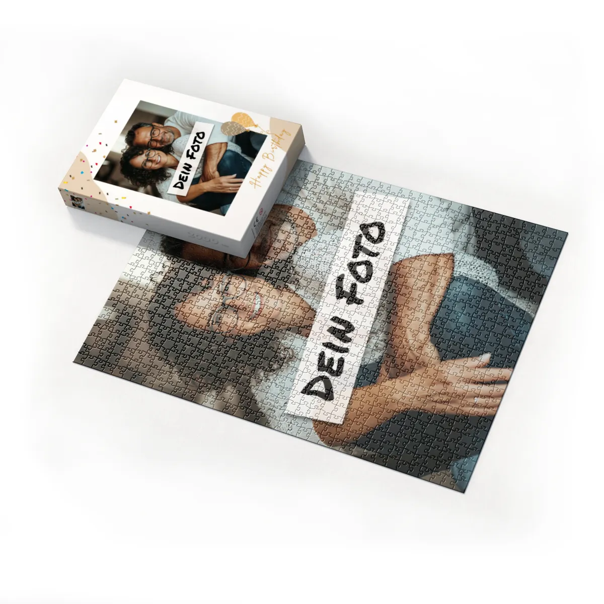 Fotopuzzle mit eigenem Bild - Fotopuzzle selbst gestalten 500 Teile - Schachtel Happy Birthday - 500 Teile Puzzle mit Foto - Geschenk Geburtstag Geburtstag 500 Teile Quer