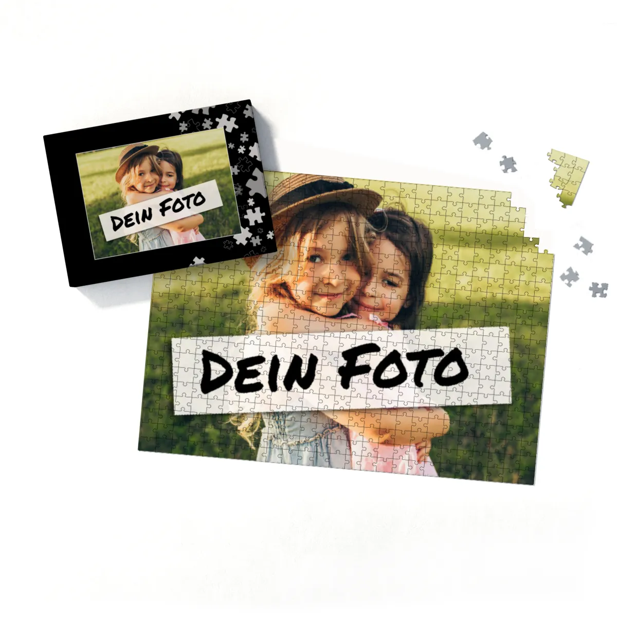 Fotopuzzle mit eigenem Bild - Puzzle selbst gestalten 1000 Teile Quer - Schachtel Puzzleteile schwarz - mit Foto personalisiert - Geschenk Geburtstag