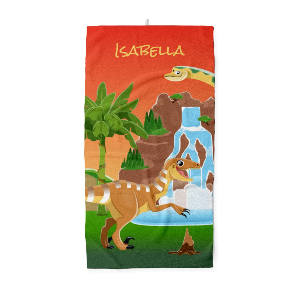 Dinosaurier-Handtuch mit Namen personalisierbar - personalisiertes Namens-Handtuch - Kinderhandtuch mit Wunschtext - Dinowelt