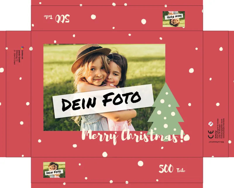 Fotopuzzle mit eigenem Bild - Fotopuzzle selbst gestalten 1000 Teile - Schachtel Merry Christmas - 1000 Teile Puzzle mit Foto - Geschenk Weihnachten MerryChristmas 1000 Teile Quer