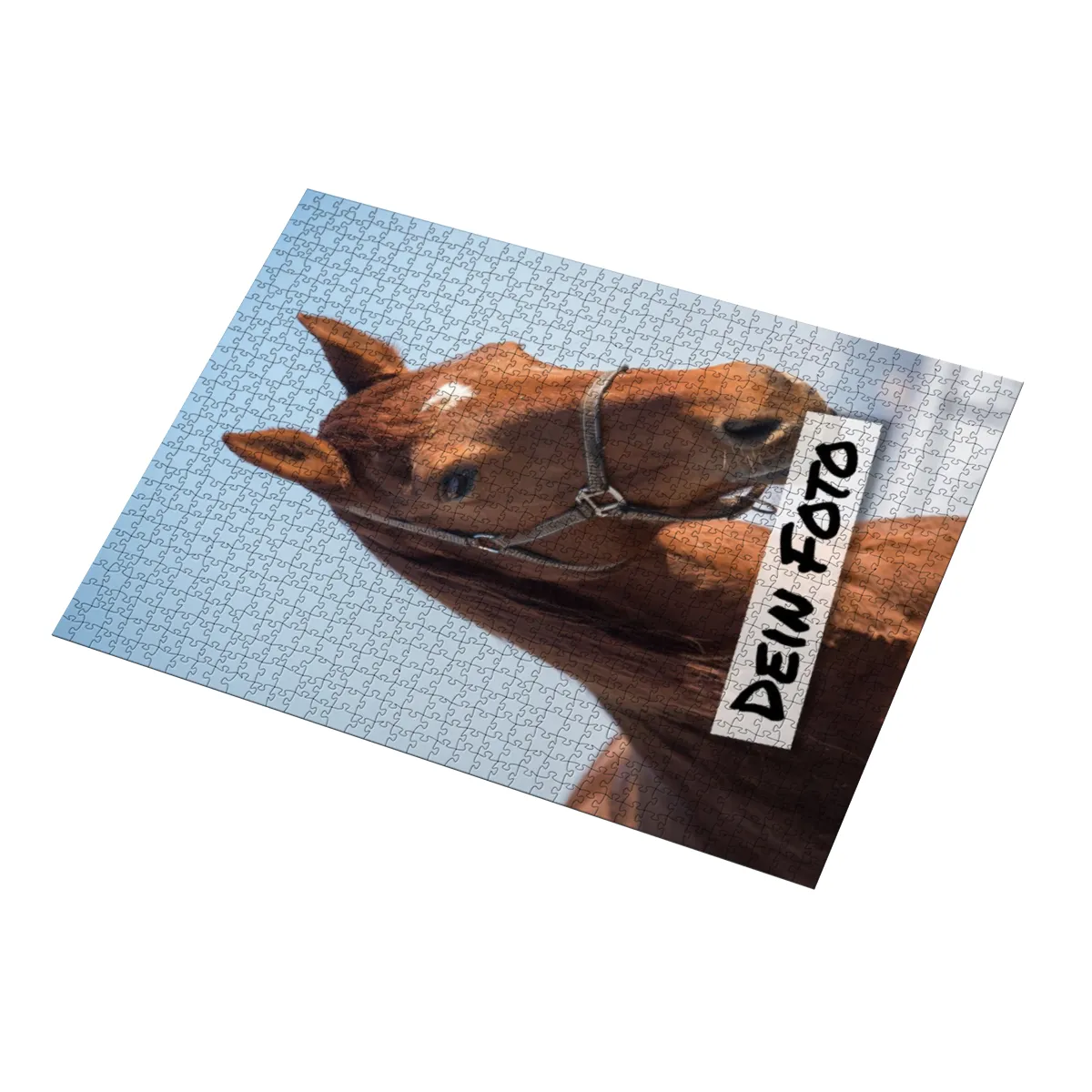 Fotopuzzle mit eigenem Bild - Fotopuzzle selbst gestalten 1000 Teile - Schachtel Skandipferde- Puzzle mit Foto personalisiert - Geschenk Geburtstag, Pferdefans Skandipferde 1000 Teile Quer