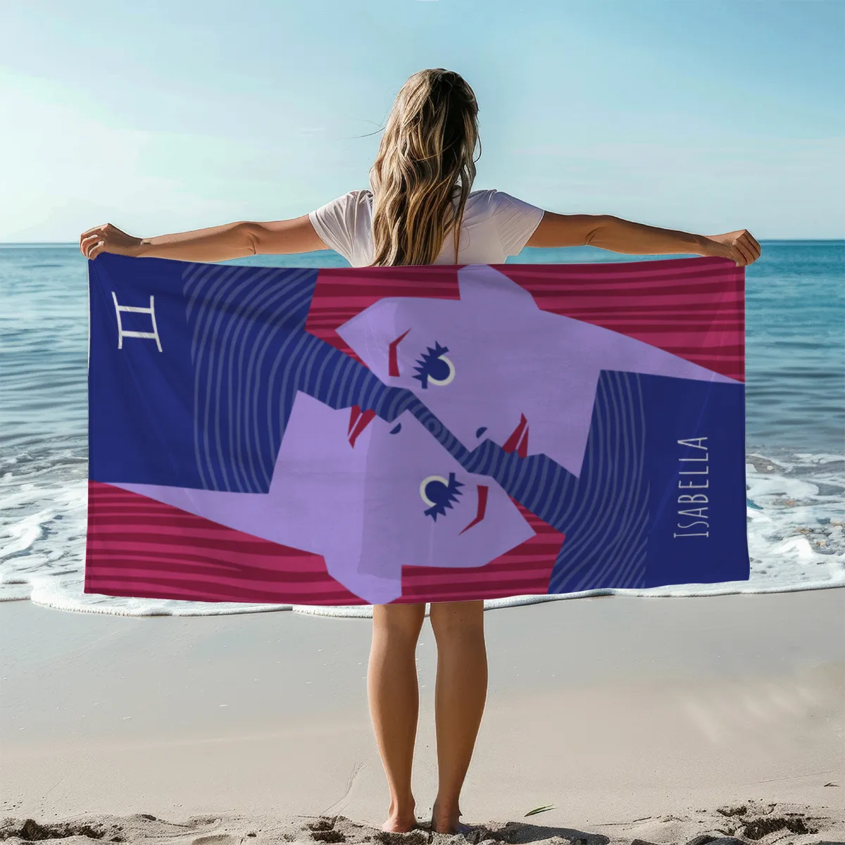 Strandtuch Sternzeichen Wassermann - mit Namen personalisierbar