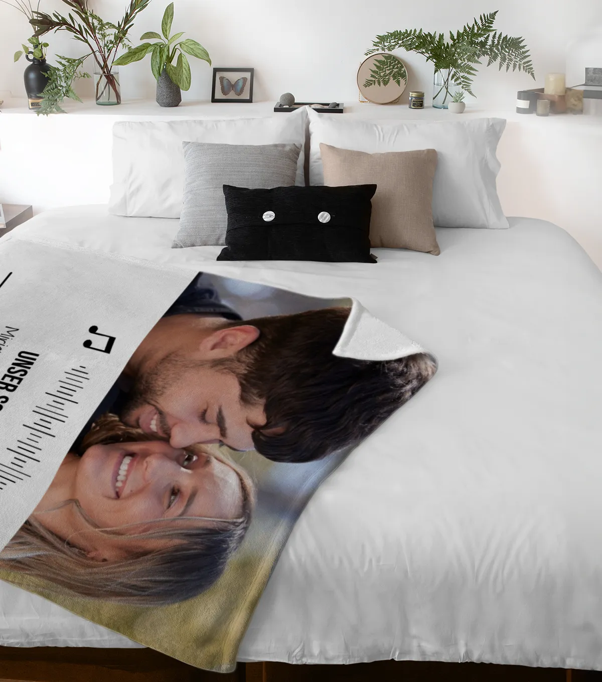 Kuscheldecke Our Lovesong - mit Bild und Text personalisierbar - Geschenkidee für Verliebte, Valentinstag Songplay Text Bild