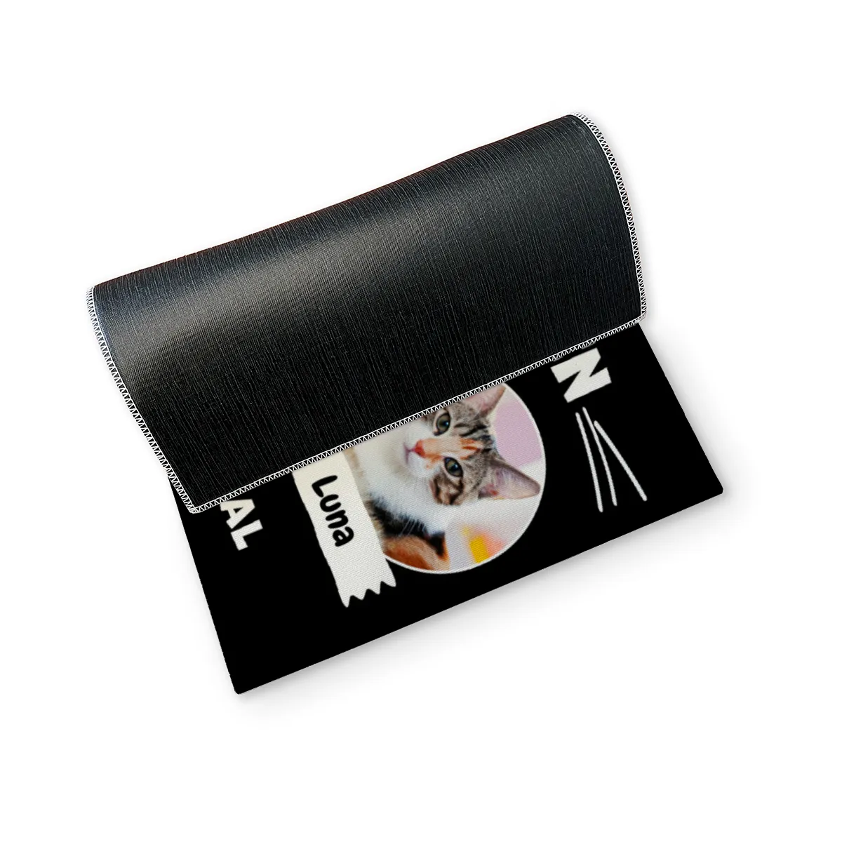 Spruch-Fußmatte Hier wohnt 1 Katze mit Personal - personalisiert mit Foto und Name - Geschenkidee für Katzenhalter, Haustierbesitzer