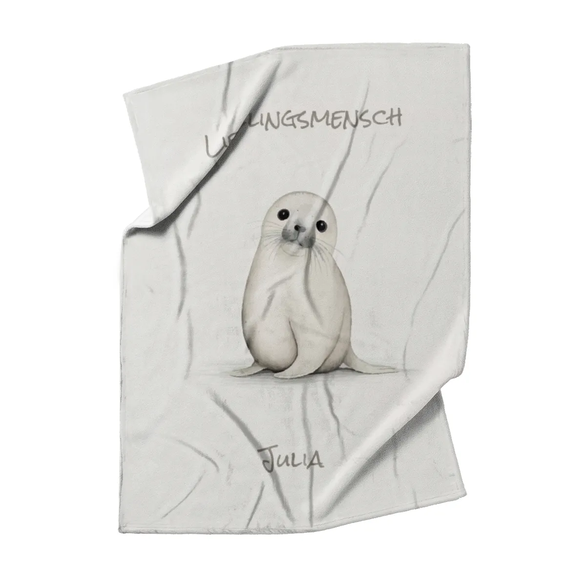 Kuscheldecke Kleine Robbe beige 140 x 200 cm