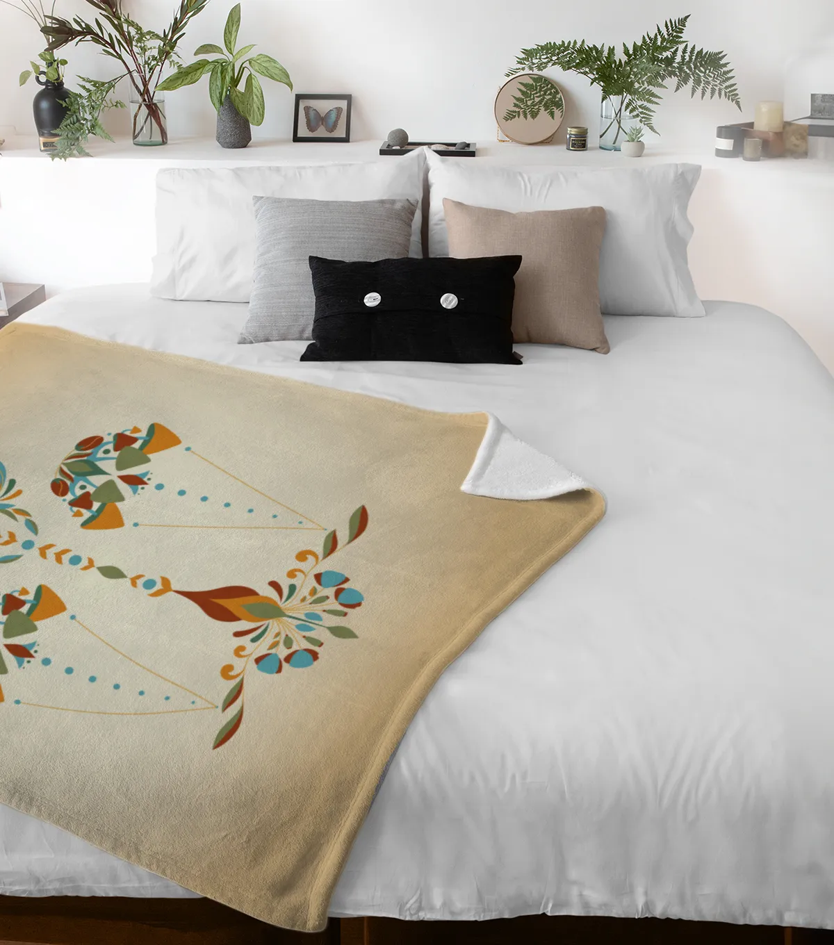 Sternzeichen Wohndecke Wassermann floral mit Namen personalisierbar