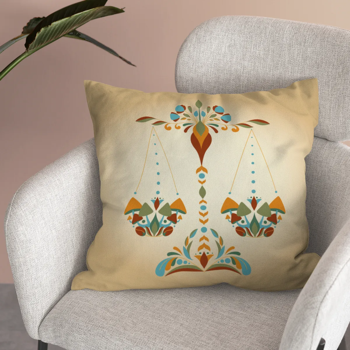 Samtkissen Zodiac Art – Löwe floral