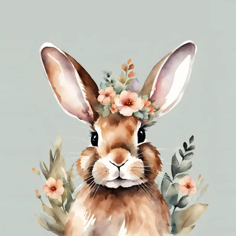 Samtkissenbezug Hase mit Blümchen - Osterdeko