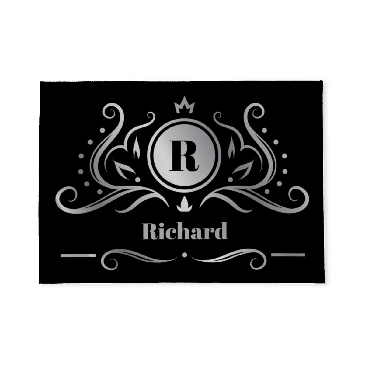 Fußmatte Ornamental mit Initial und Namen personalisierbar - Geschenkidee Einzug, Geburtstag, Richtfest - Fussmatte mit Namen Ornamental Initial 1 70 x 50 cm