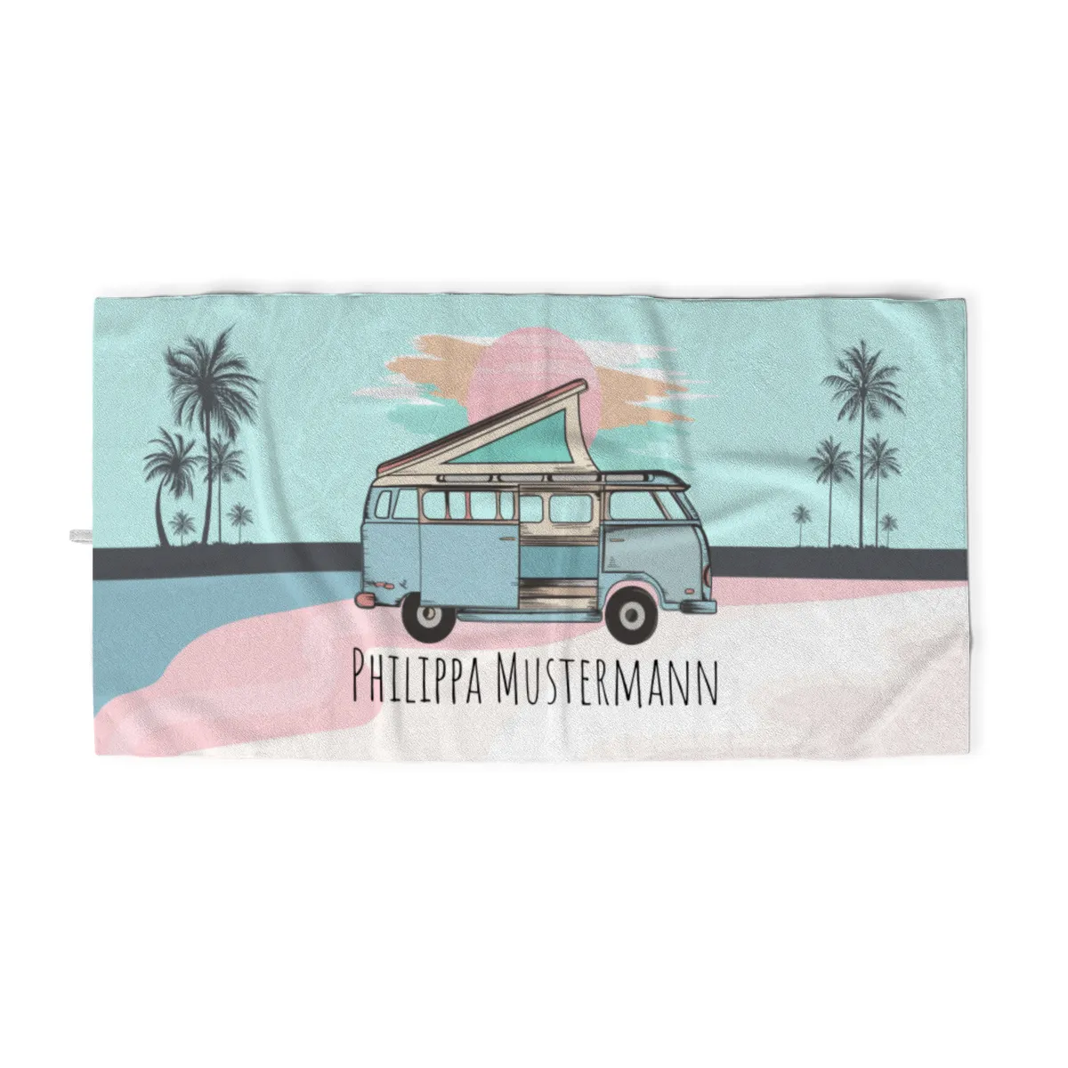 Badetuch Sommer - mit Namen personalisierbar - personalisiertes Namens-Badetuch - Strandtuch mit Wunschtext - Vanlife