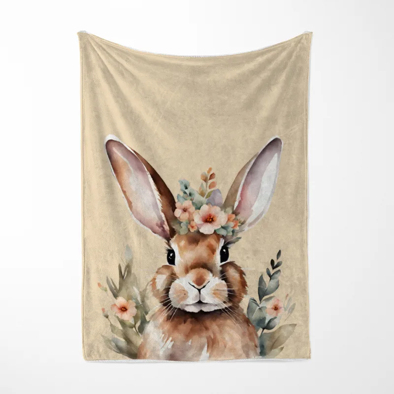 Wohndecke Hase mit Blümchen