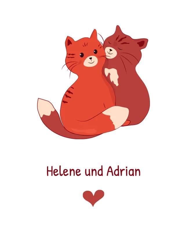 Kuscheldecke Kuschelnde Katzen - mit Namen personalisierbar - Geschenkidee für Verliebte Kuschelkatzen 140 x 200 cm