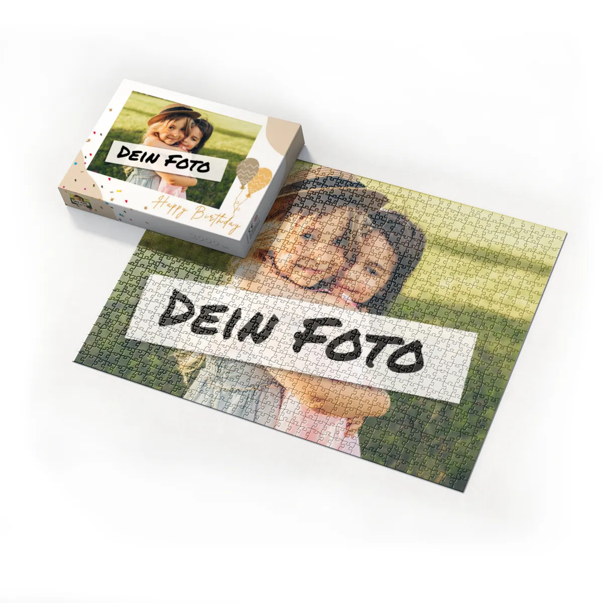 Fotopuzzle mit eigenem Bild - Fotopuzzle selbst gestalten 500 Teile - Schachtel Happy Birthday - 500 Teile Puzzle mit Foto - Geschenk Geburtstag Geburtstag 500 Teile Quer