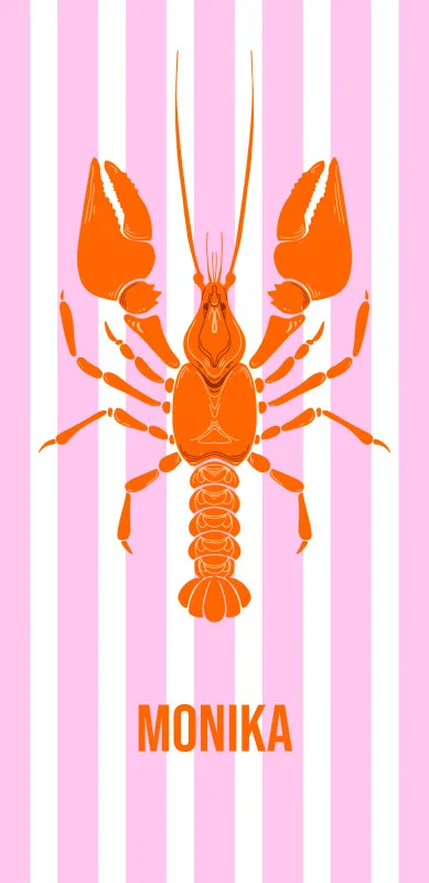 Badetuch blau gestreift mit Hummer - mit Namen personalisierbar - personalisiertes Namens-Badetuch - Strandtuch mit Wunschtext - Lobster blau