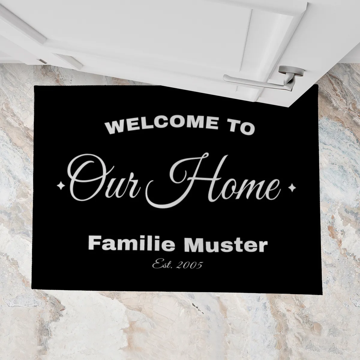 Fußmatte personalisiert Our home - Geschenkidee für Familie, zum Einzug - Fussmatte mit Namen bedruckt Our home 70 x 50 cm