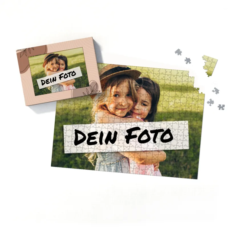 Fotopuzzle mit eigenem Bild - Fotopuzzle selbst gestalten 500 Teile - Schachtel Herbstblätter - 500 Teile Puzzle mit Foto - Geschenk Geburtstag Herbstblätter 500 Teile Quer