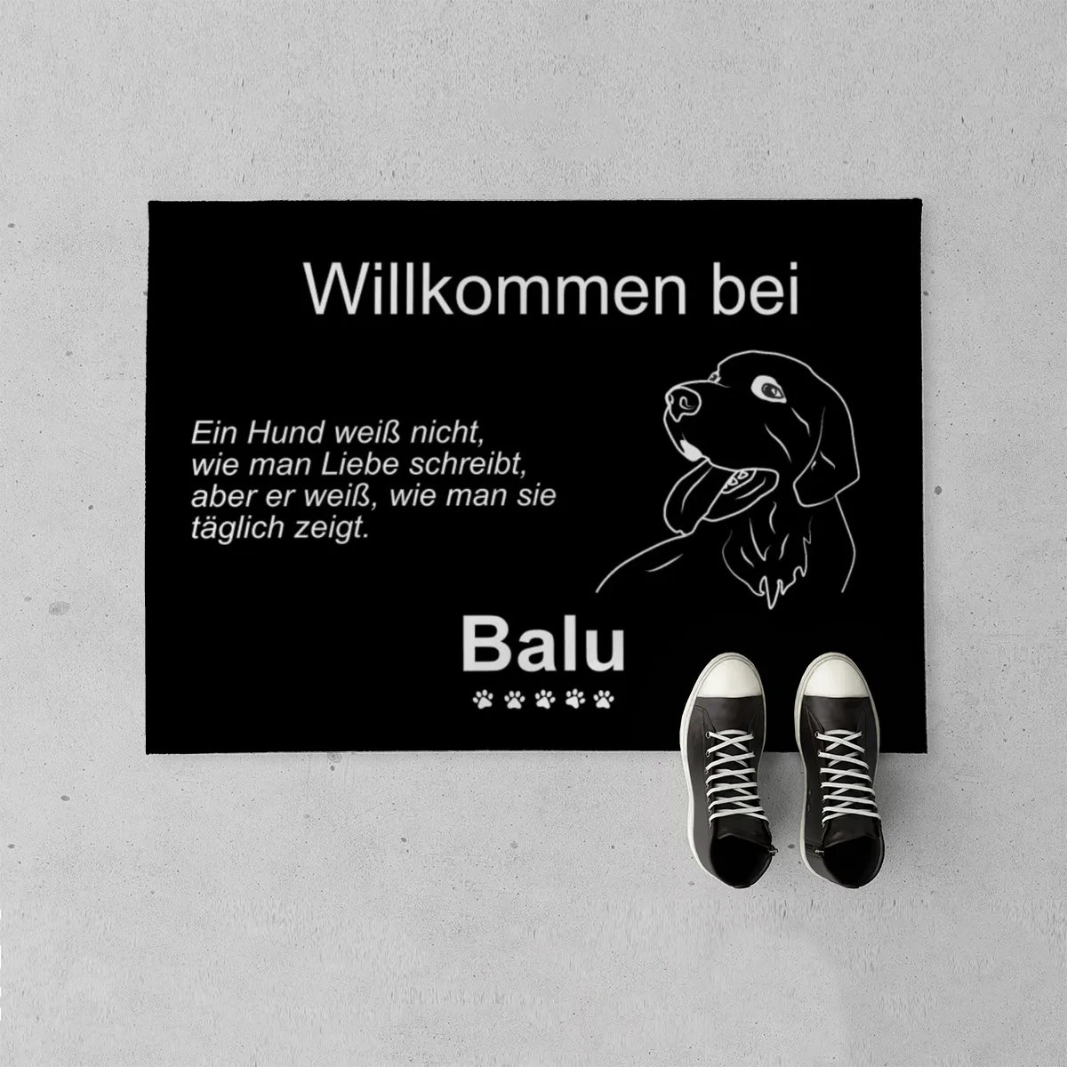 Personalisierte Fußmatte mit Französischer Bulldogge schwarz 70 x 50 cm