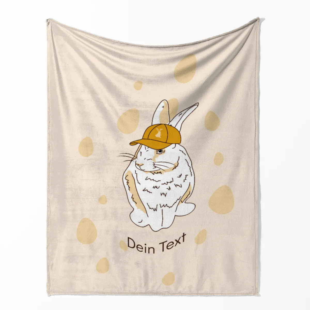 Kuscheldecke Hase mit Käppi - mit Namen personalisierbar - Geschenkidee Ostern, Osterdeko Hase Käppi 125 x 155 cm