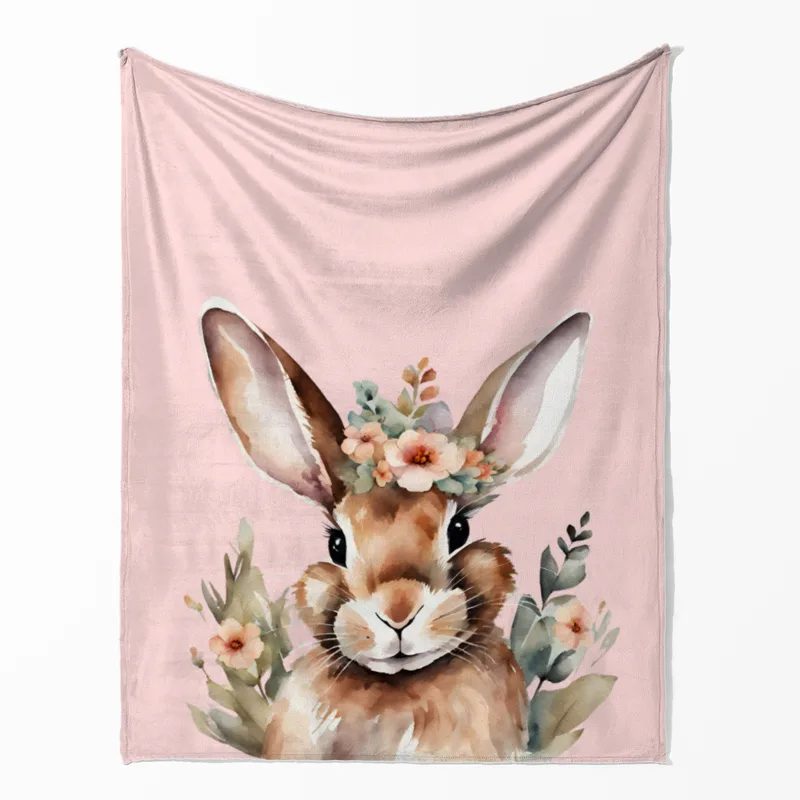 Wohndecke Hase mit Blümchen