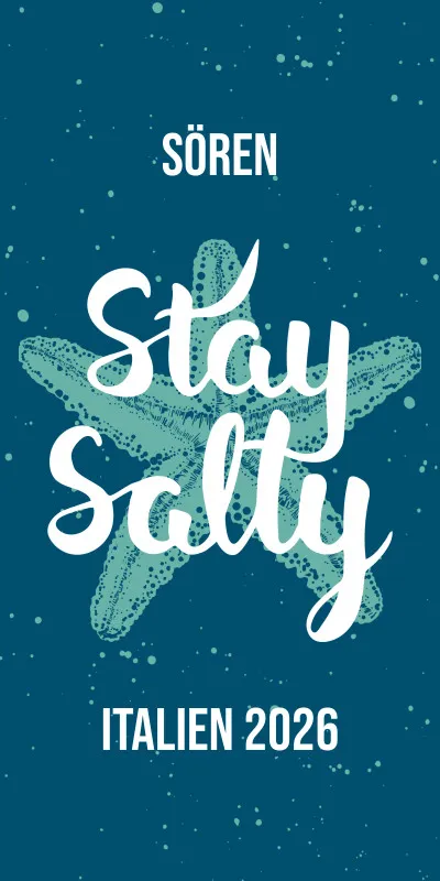 Badetuch Sommer - mit Namen personalisierbar - personalisiertes Namens-Badetuch - Strandtuch mit Wunschtext - Stay Salty