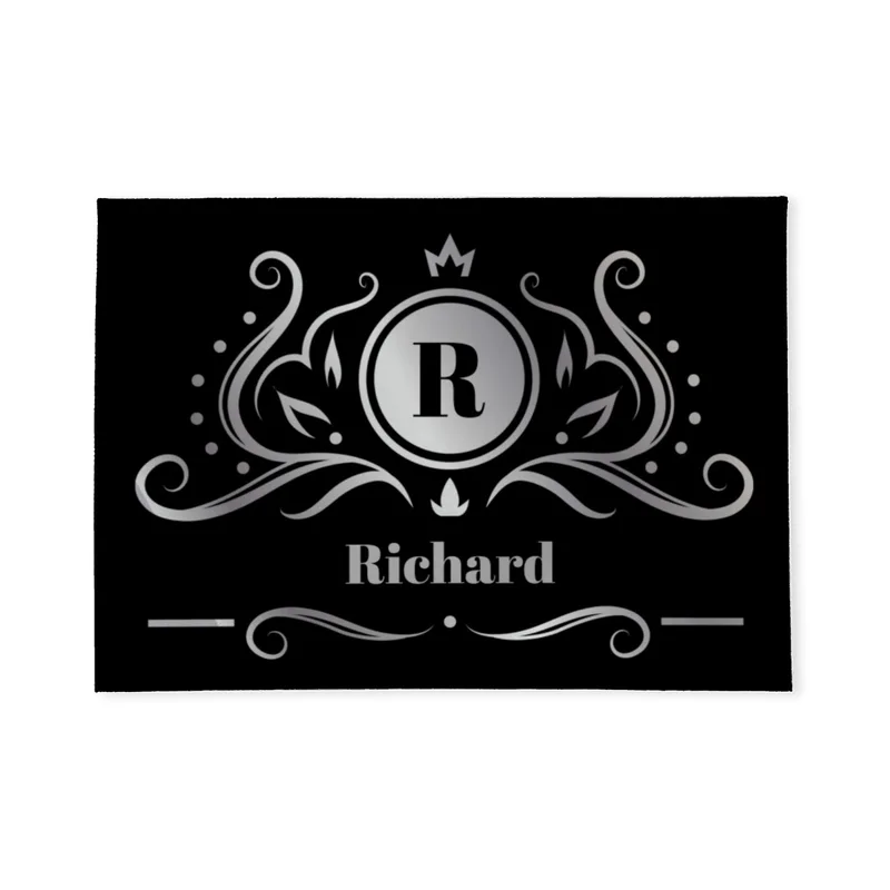 Fußmatte Ornamental mit Initial und Namen personalisierbar - Geschenkidee Einzug, Geburtstag, Richtfest - Fussmatte mit Namen Ornamental Initial 1 70 x 50 cm