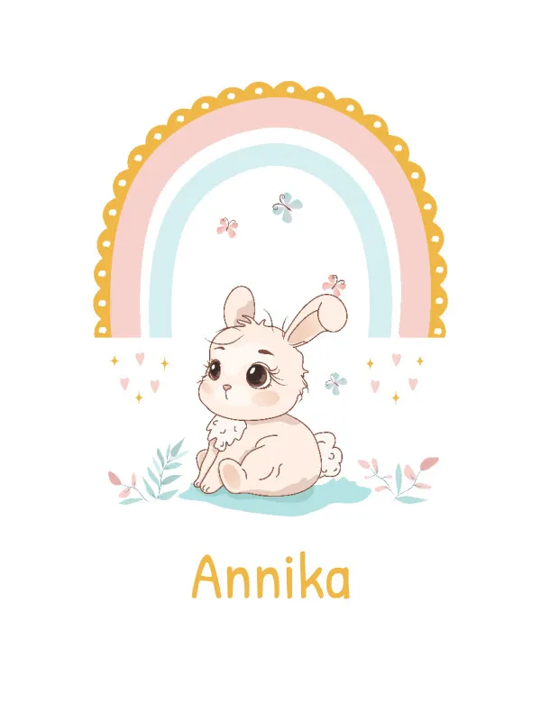 Babydecke Häschen mit Regenbogen - mit Namen personalisierbar Hase 75 x 100 cm