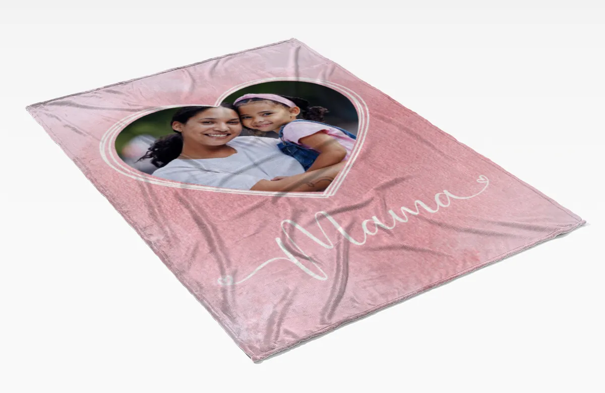 Kuscheldecke für Mamas 125 x 155 cm - mit Foto personalisierbar - Fotodecke selbst gestalten - Geschenkidee Muttertag, Geburtstag - Mama Herz