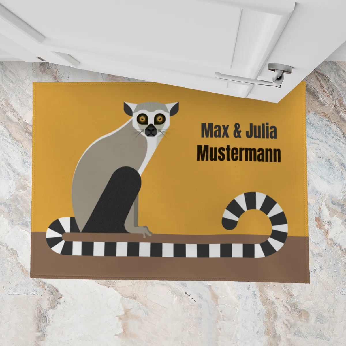 Personalisierte Fußmatte mit Lemur & Wunschnamen
