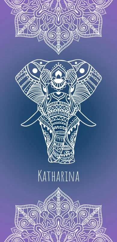 Badetuch Sommer - mit Namen personalisierbar - personalisiertes Namens-Badetuch - Strandtuch mit Wunschtext - Mandala Elefant
