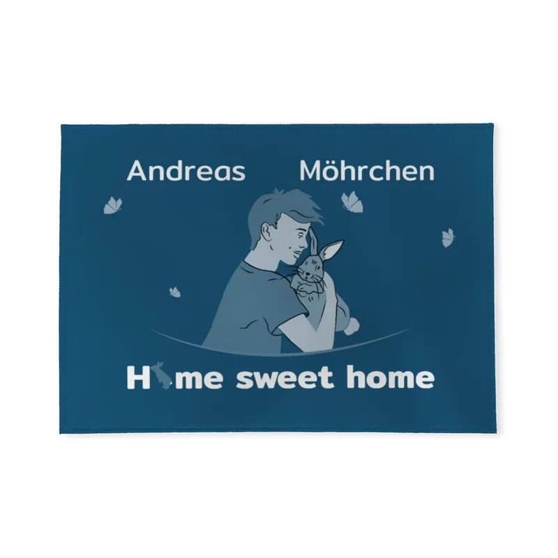 Personalisierte Fußmatte Pärchen mit Hund und Katze schwarz 70 x 50 cm