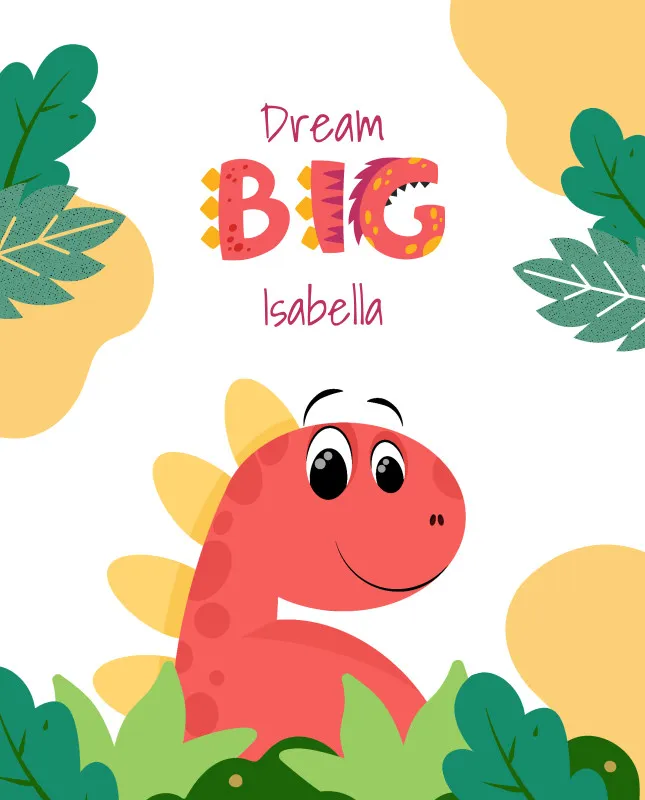 Wohndecke Dream big mit Namen personalisierbar, Kuscheldecke, Namensdecke mit niedlichem Dino, Geschenkidee Geburtstag Motiv Dino rot 140 x 200 cm
