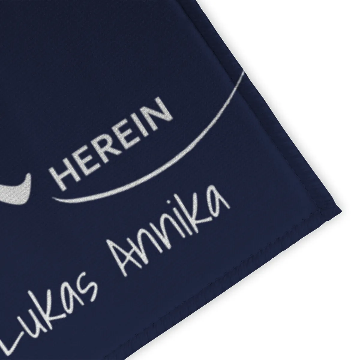 Fußmatte personalisiert Tritt ein, bring Glück herein - Geschenkidee für Familie, zum Einzug - Fussmatte mit Namen bedruckt Glück 70 x 50 cm